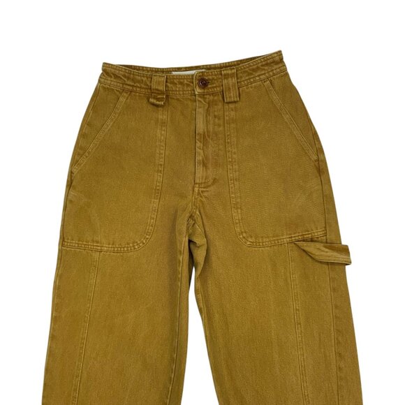Alex Mill Phoebe Pant In Recycled Denim 24 Golden Khaki Tapered Barrel High Rise - Picture 7 of 12